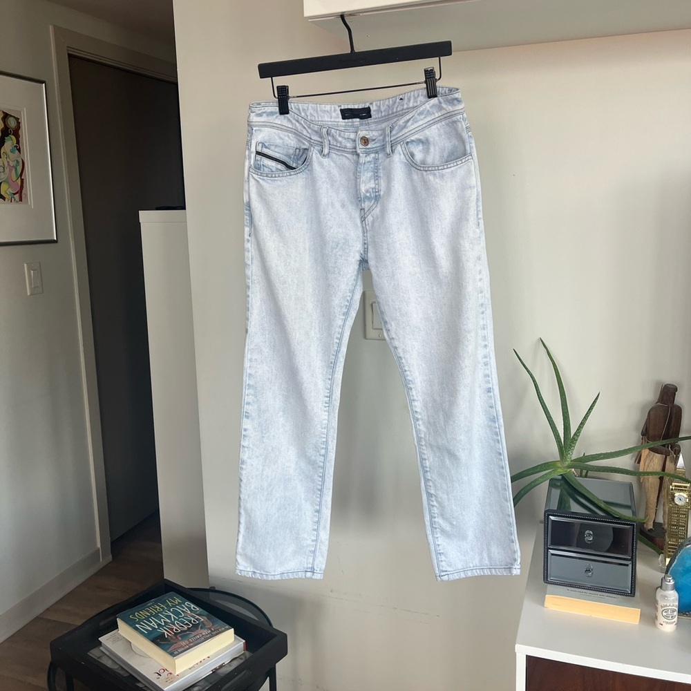 Rare Vintage Diesel Black Goat Light Wash Jeans Classic Straight Fit Cropped